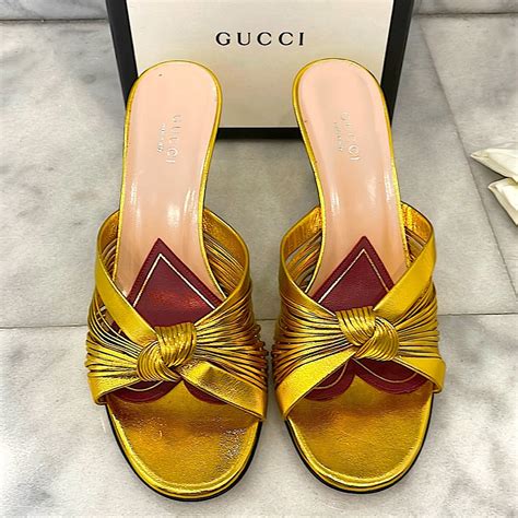 gucci crawford knotted metallic leather sandals|Gucci Crawford 65mm Knot.